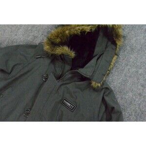 Hamnett Mens XL Green Hooded Parka Jacket Faux Fur Lined Winter Coat Style Life